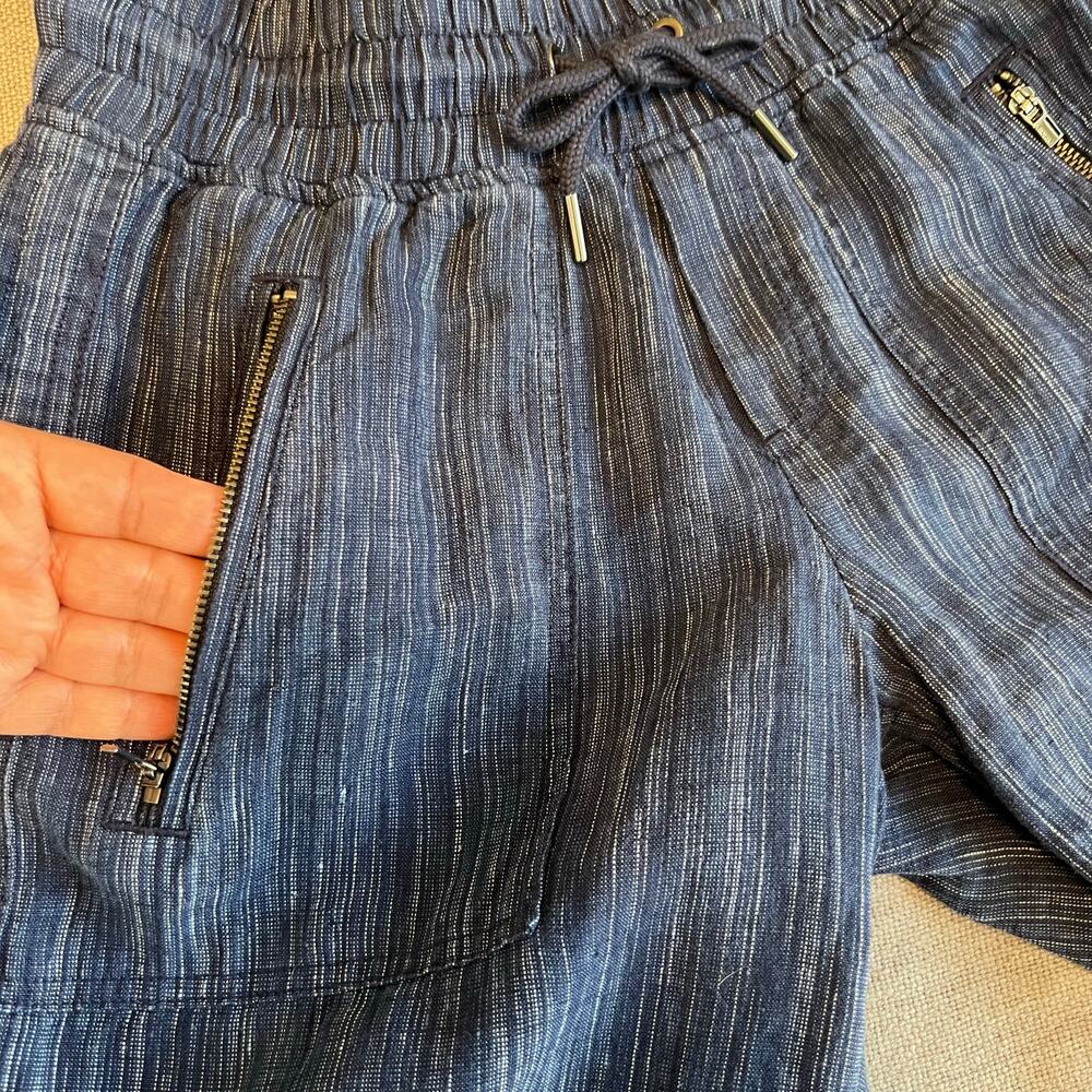 ATHLETA the Cabo Linen Textured Wide Leg Pant in Blue 100% Linen Women's Size 0 - Picture 12 of 15